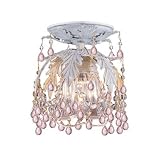 Melrose Crystal Semi Flush Mount Light Finish: Antique White, Color Accents: Clear