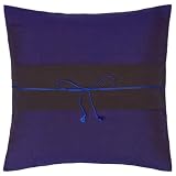 Decorative Handmade Cobalt Blue & Black Thai Silk Cushion Cover / Pillow Sham