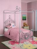 Powell Princess Rebecca Sparkle Silver Canopy Bed, Twin