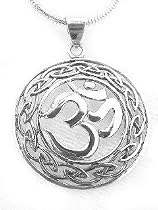 Om Hindu and Celtic Knot Sterling Silver Charm Pendant