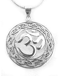 Om Hindu and Celtic Knot Sterling Silver Charm Pendant