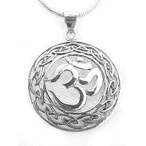 Om Hindu and Celtic Knot Sterling Silver Charm Pendant