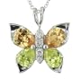 2 TONE CUBIC ZIRCONIA BUTTERFLY PENDANT 16" ADJUSTABLE