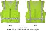 MESH Surveyors Vest Lime w/ Silver Stripes LG size