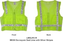 Mesh Surveyors Vest Lime with Silver Stripes - Large