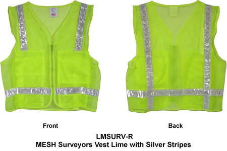 MESH Surveyors Vest Lime w/ Silver Stripes LG size