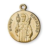 12K Gold Filled Saint Raymond Medal and 18-inch Chain