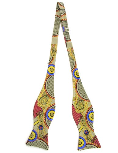 Woven Bowtie - Tan, Red & Royal