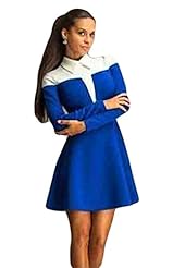 Sexy A-line Long Sleeves Polyester Colorblocking Mini Dress 