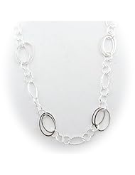 Sterling Silver Large Hammered Small Links Necklace Italy