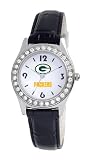 NFL Women's PK20017 Green Bay Packers Game Day Dazzler Black Leather Watch