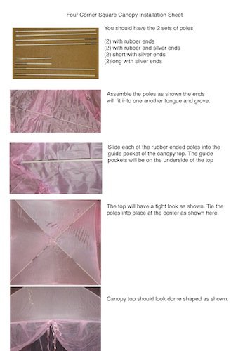 White four Corner Square Princess Bed Canopy By Sid