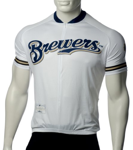 MLB Milwaukee Brewers Women's Cycling Jersey, White, Large