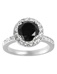 Jewelry: Brinley Co Rhodium-plated Brass Black Solitaire Cubic Zirconia Eternity Ring, sizes 5,6,7,8,9 - SilverBin