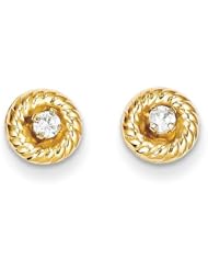 MadiK® 14k Yellow Gold Polished 2.5mm Clear CZ Swirl Post Earrings