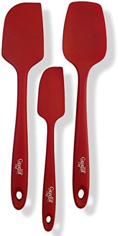 GavellaChef 3-Piece Silicone Spatula Set - 1 Large Spatula, 1 Small Spatula, 1 Large Spoon - Heat Resistant Kitchen Utensils (Red/Black) (Red)