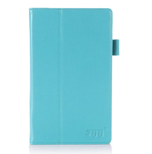 [Corner Protection] Lenovo TAB S8-50 Tablet Case Cover, FYY Premium Soft Folio Leather Case for Lenovo TAB S8-50 Tablet Cyan (With Auto Wake/Sleep Feature)