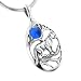 Blue Full Moon Panther / Cougar / Mountain Lion Cat in Tree Scene Sterling Silver Slide Pendant
