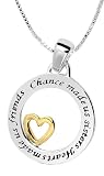 Sterling Silver Chance Made Us Sisters Hearts Made Us Friends Two-Tone Pendant, 18