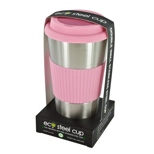 Smart Planet EC-7SSL 16-Ounce Eco Cup, Stainless Steel with Cotton Candy Silicone