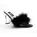 2 1/2 Inch Sexy Lingerie Shoe Single Sole With Chunky Heel Faux Fur Black