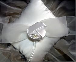 Beverly Clark Organza Bow Ring Pillow White 35b