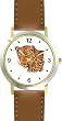 Leopard Cat - WATCHBUDDY&reg; DELUXE TWO-TONE THEME WATCH - Arabic Numbers - Brown Leather Strap-Size-Large ( Men's Size or Jumbo Women's Size )