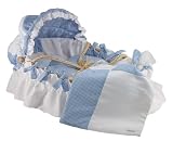 White Pique and Baby Blue Moses Basket