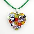 Handmade Heart Shaped Murano Pendant- Jenny with Green Cord