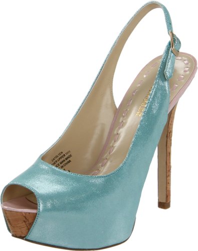 Enzo Angiolini Women's Tolten Peep-Toe Pump,Light Blue Leather,8 M US