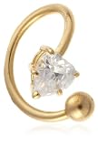 9ct Yellow Gold AMBD107217 Ladies Heart Cubic Zirconia Body Bar