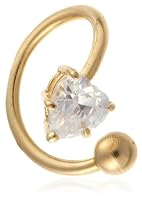 9ct Yellow Gold AMBD107217 Ladies Heart Cubic Zirconia Body Bar