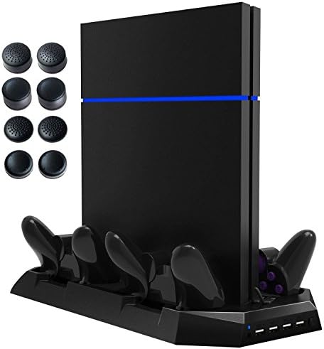 PS4 Cooling Stand with 4 Charging Docks LeisureC PlayStation 4 Charging Station Accessories DualShock 4 Controller Charger, 4 USB Charging Ports, 4 USB Hub