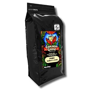 Common Good Foods Peruvian Organic Fair Trade Whole Bean Gourmet Coffee. 32oz Bag by Common Good Foods