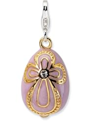 Sterling Silver Gold plated Swarovski Element Pink Egg with Lobster Charm