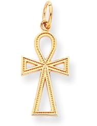 10K Gold Ankh Egyptian Cross Charm Pendant Jewelry
