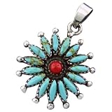 925 Silver Green Reconstituted Turquoise Flower Pendant Hawaiian Jewelry