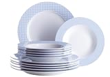 Domestic 923229 Tafelservice 12-teilig Levante mit je 6 Teller tief und flach blau