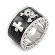 Pearl Black Skull w/Cross Band Ring