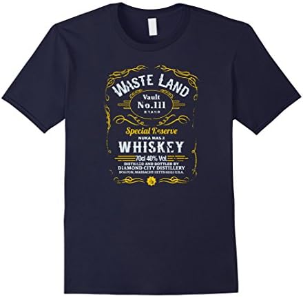 Men's Wasteland Whiskey - 'Vintage' look cool gaming style T-shirt Large Navy