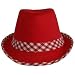 413S0P3UhFL. AA75  RED LIGHTWEIGHT FEDORA HAT W/ WHITE GINGHAM TRIM