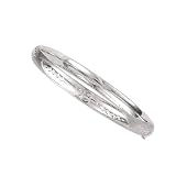 14K White Gold Engraved Bangle Bracelet - 8 inches