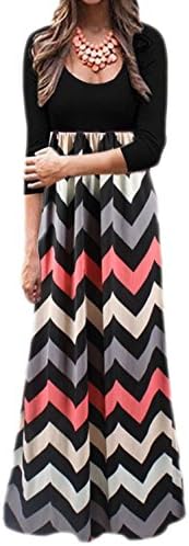 Eyer Womens Striped Zig Zag Scoop Neck Chevron Print Tank Maxi Long Dress (XX-Large, Orange)