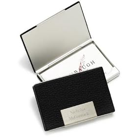 Black Leather Business Card Case - Free Engraving by Business Cards