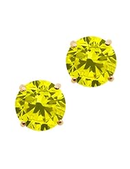 1.60 Ct Round Canary SI1-SI2 Diamond 14K Yellow Gold Stud Earrings