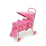 Badger Basket Polka Dots Triple Doll Stroller - Pink/White
