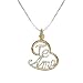 Sterling Silver + 18kt Gold over Silver TE AMO Heart Shaped Pendant on 16-18in Adjustable Necklace