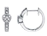 Diamond Hoop Heart Earrings 1/10 Carat (ctw) in White Gold