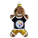 NFL Pittsburgh Steelers Blown Glass Gingerbread Man Ornament