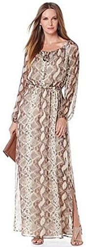 Curations Caravan Womens Printed Maxi Dress with Peasant Neckline Large